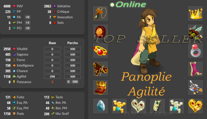 Pano lvl 200/ 1200 Agilite / 4000 vitalite : 11pa/6pm + bonus - livraison 5 minutes