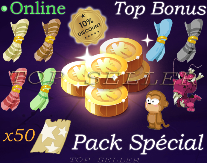 Allisteria : Pack parchotage +101 all elements + x50 parchemins de sort + Dragoune rose +55 sagesse + Nomoon 90 prospection + Top bonus 
