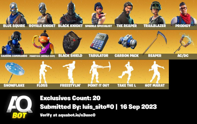 Fortnite PVP-100 SKINS | Full-Access | Black Knight, Trailblazer, Sparkle Specialist, Prodigy, Carbon Commando, AC/DC Pickaxe