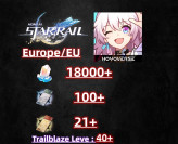 EU/TL 40+（18000+ Stellar Jade） + (100+ Star rail pass) +(20+ Star rail special pass)/Female/Departure War，Unbound email&010