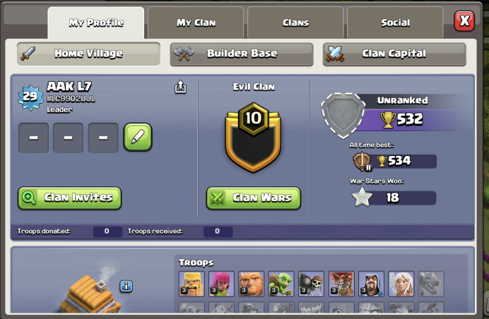EVIL CLAN !! LEVEL 10 !! UNRANKED !! WIN 171 LOSS 134 !! CHEAP !! INSTANT DELIVERY