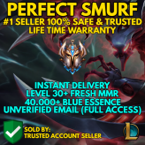 EUW / INSTANT DELIVERY / LVL 30+ SMURF 44475 BE 100% NO BAN / CHANGE EMAIL #1 SELLER / CHEAP & FAST & EASY / QUALITY ACC 0.0580