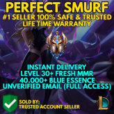EUW / FRESH MMR / BEST SMURF LVL30+ 46785 BE / INSTANT DELIVERY CHANGE EMAIL / 0% BAN / 100% SAFE / CHEAP AND EASY #1 SELLER 0.0584