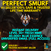 EUW / PREMIUM LOL SMURF / 45295 BE LVL 30+ INSTANT DELIVERY / NO BAN 100% SAFE / CHANGE EMAIL / CHEAP AND FAST #1 SELLER / FRESH MMR 0.0589