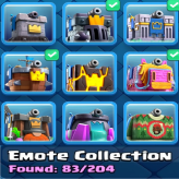 CR KT44 26 Card Lvl 14 , 6500 Trophy , 83 Emote , 8 Skin Tower , Rename 1000 , [code 1186]