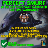 EUW / FRESH MMR / BEST SMURF LVL30+ 45575 BE / INSTANT DELIVERY CHANGE EMAIL / 0% BAN / 100% SAFE / CHEAP AND EASY #1 SELLER 0.0933