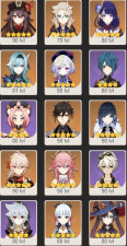 NA-AR 59 / 18x 5-Star / Hu Tao / Albedo / SHogun / Eula / Zhongli / Yelan / Yae Miko / Kazuha / Tighnari  Jon10