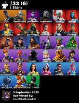 FA / 33 Skins / PSN, XBOX, NINTENDO, PC / Fade, Groot, Storm, Thor