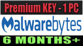  Malwarebytes PREMIUM KEY - 1 PC (6 MONTHS+)
