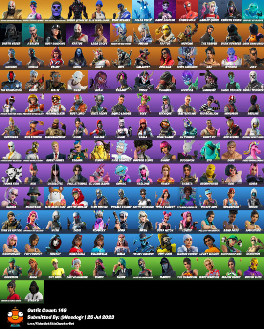 OG GHOUL TROOPER + OG SKULL TROOPER + BLUE SQUIRE + ROYAL KNIGHT + THE REAPER + BLUE TEAM LEADER + KRATOS + (142 SKINS COUNT) | NSD67
