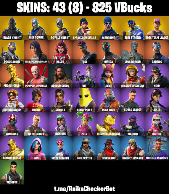 [PC/XBOX] 43 skins | OG STW | Black Knight | Aerial Assault One AA1 | Blue Squire | Royale Knight | Sparkle Specialist | Blue Striker | 825 VB
