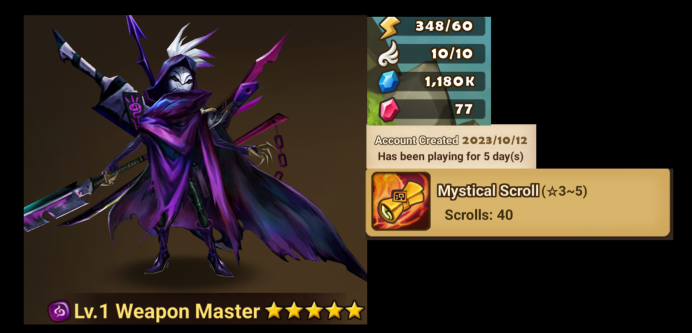 Europe - TOP LD5 - DARK WEAPON MASTER Maximilian + 40 Scrolls + Register - 2023\10\12+F