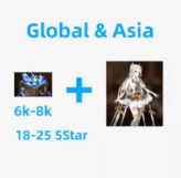 [Global/ Asia ] Android, 6000-8000 + Diamonds. Lseria + 18-25 5star + 1x5 Star Light/Dark