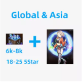 [Global/ Asia ]Android, 6000-8000 + Diamonds. Giselle+ 18-25 5star + 1x5 Star Light/Dark