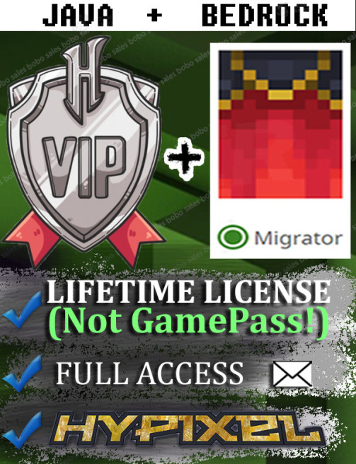 (Migrator + Pan Cape. Hypixel VIP) Account from 24-Dec-2021. Microsoft account with mail.