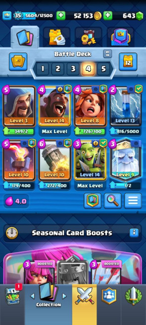 (Android/iOS) KT 12 - lvl 35 - Cards104/120 - Max Card 7 _lvl 13 card 2 /Emote 42/ skin tower  2