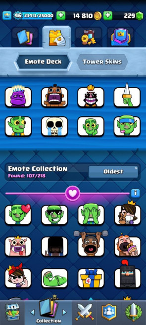 (Android/iOS) KT 14 - lvl 46 - Cards109/120 - Max Card 31 _lvl 13 card 3 /Emote 107 / skin tower  5