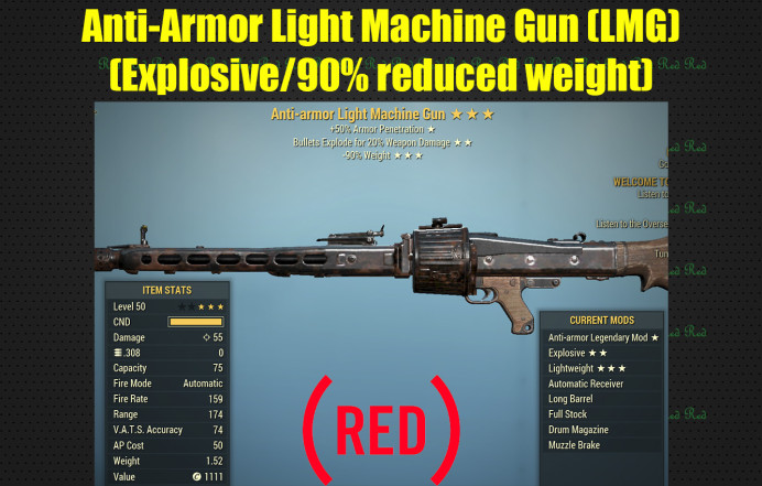 Anti-Armor Light Machine Gun (LMG) (Explosive/90% reduced weight)