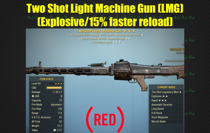Two Shot Light Machine Gun (LMG) (Explosive/15% faster reload)