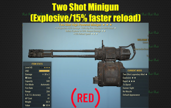 Two Shot Minigun (Explosive/15% faster reload)