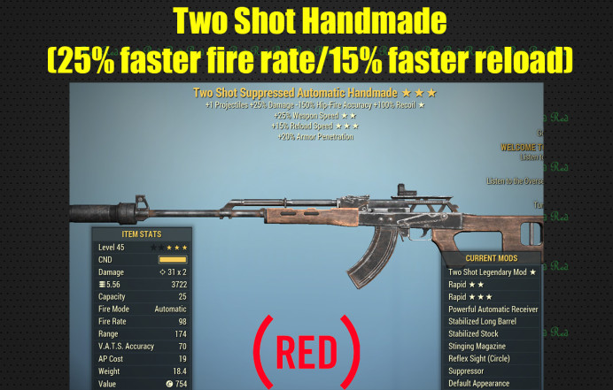 Two Shot Handmade (25% faster fire rate, 15% faster reload)