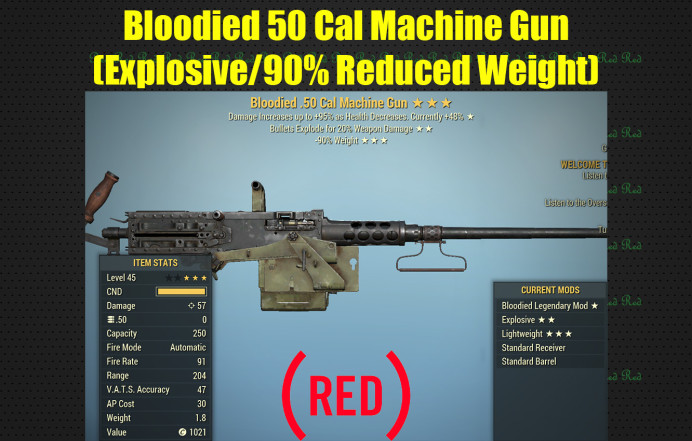 Bloodied .50 Cal Machine Gun (Explosive/90% Reduced Weight)