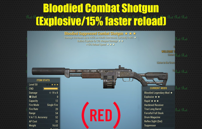 Bloodied Combat Shotgun (Explosive/15% faster reload)