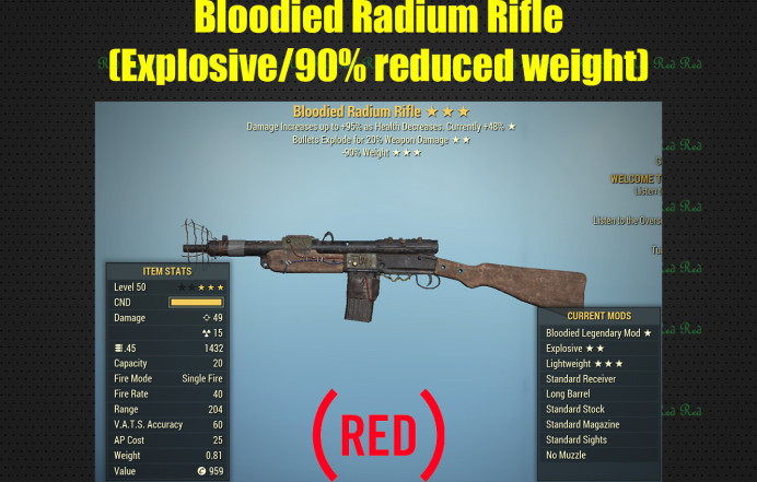 Bloodied Radium Rifle (Explosive/90% reduced weight)