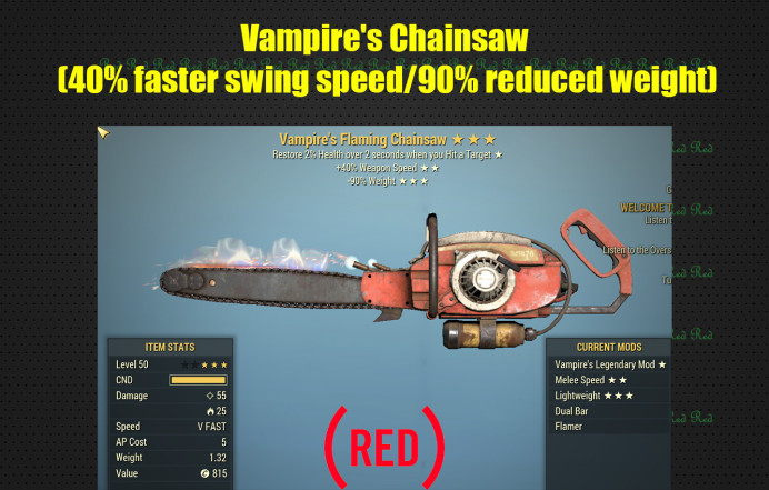 Vampire's Chainsaw (40% faster swing speed/90% reduced weight)