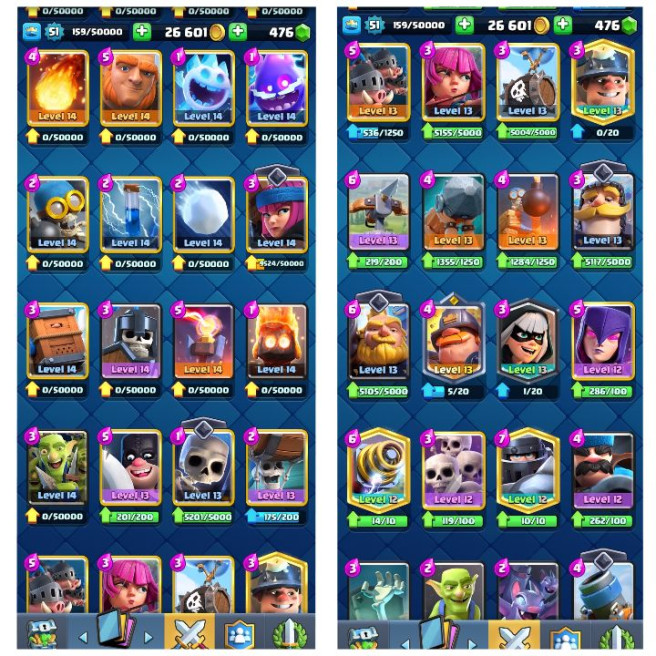 (Android/iOS) KT 14 - lvl 51 - Cards115/120- Max Card 37 _lvl 13 card 14 /Emote 70 / skin tower 4