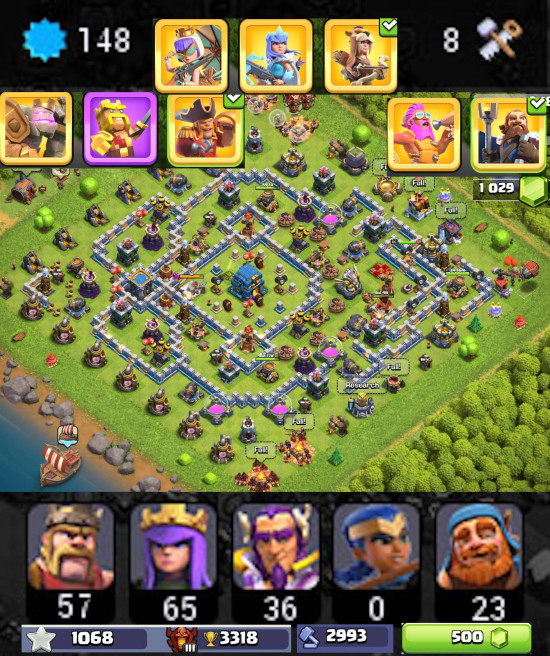 ■TH:12 (+95%) ■Heroes: K57 Q65 P20 W36 ■Skins:8 ■Gems:1029 ■SW:1068 ■BH:8 ■Full Access ■Instant Delivery ■A6240