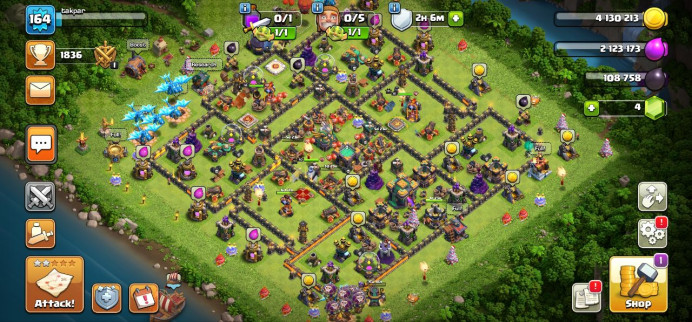 Clash of Clans (Android/iOS) SC ID- [Big Sale] TH 14 - Level 164- Heroes(34/40/12/15) - Build 8 - Cheapest price
