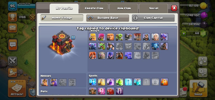 XClash of Clans (Android/iOS) SC ID- [Big Sale] TH 10 - Level 95- Heroes(29/28) - Build 6 - Cheapest price