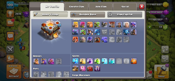 Clash of Clans (Android/iOS) SC ID- [Big Sale] TH 11 - Level 100- Heroes(27/30/9) - Build 6 - Cheapest price
