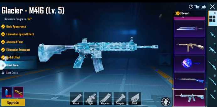 PUBG GLOBAL | M416 GLACIER LEVEL 6 • Ump Max • UZI level 3 | 10 Upgradable Skin • 27* RP • Room Card 50 • 140 Gun Skin • Mecyl • AOS & IOS