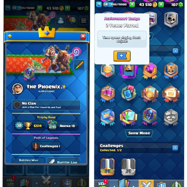 (Android/iOS) KT 13 - lvl 38 - Cards107/120 - Max Card 14 _lvl 12 card 5 /Emote 54 / skin tower 5