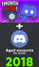 Aged Discord Accounts 2018 Ful acces + Nitro Gaming 1 month free