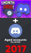 Aged Discord Accounts 2017 Ful acces + Nitro Gaming 1 month free