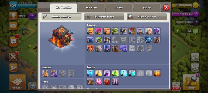 Clash of Clans (Android/iOS) SC ID- [Big Sale] TH 10 - Level 105- Heroes(36/38/0/0) - Build 7 - Cheapest price