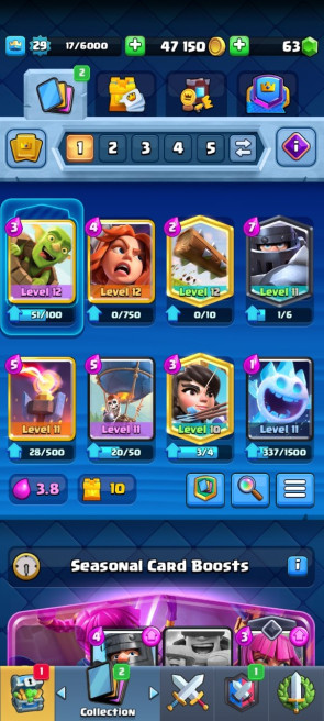 (Android/iOS) KT 10 - lvl 29 - Cards78/120 - Max Card 0 _lvl 12 card 3 /Emote 14 / skin tower 2