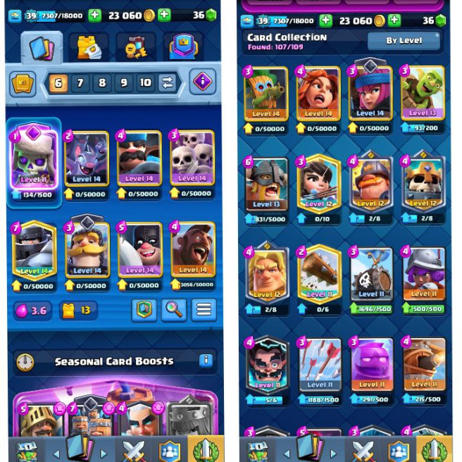 (Android/iOS) KT 13 - lvl 39 - Cards107/120 - Max Card 10  _lvl 13 card 2 /Emote 38 / skin tower 3