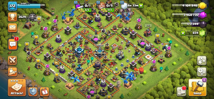 Clash of Clans (Android/iOS) SC ID- [Big Sale] TH 13 - Level 172- Heroes(33/47/18/8) - Build 9 - Cheapest price