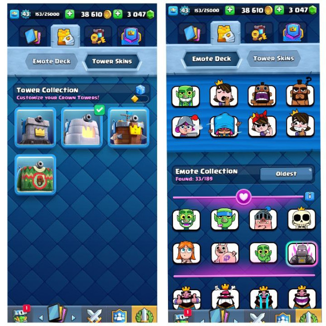 (Android/iOS) KT 14 - lvl 43 - Cards106/120 - Max Card 7  _lvl 13 card 11 /Emote 33 / skin tower  4
