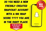 Snapchat Accounts With 10.000 (10k) Score Highest Quality guaranteed username and all information  changeable