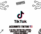   USA TIKTOK ACCOUNT 1.4K USA TikTok Followers . creativity program . Live Stream on Mobile