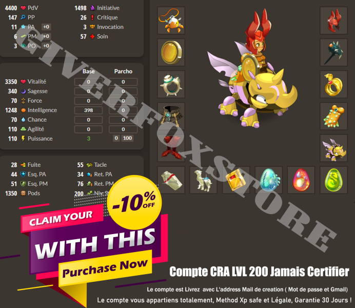  TalKasha>Compte Cra LVL 200 Jamais Certifier / Avec stuff Intel 11pa 6 pm/