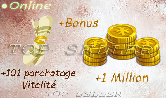 Boune : +101 Parchotage vitalite + 1 000 000 kamas + bonus - livraison 5 minutes