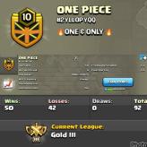 LEVEL- 10 | NAME - ONE PIECE I War Log Win- 50 : Loss- 42 | CC - 7 |Cwl League- GOLD 3| ENGLISH NAME |AMAZING NAME & WAR LOG | INSTANT DELIVERY