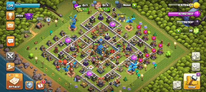 Clash of Clans (Android/iOS) SC ID- TH 12 - Level 134- Heroes(40/41/21) - Build 8 /full map nice