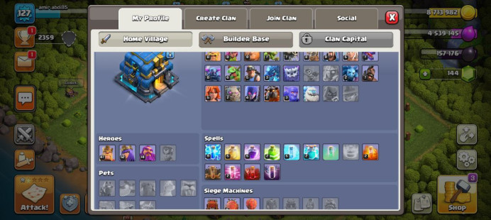 Clash of Clans (Android/iOS) SC ID- TH 12 - Level 127- Heroes(47/52/14) - Build 6 /full map nice